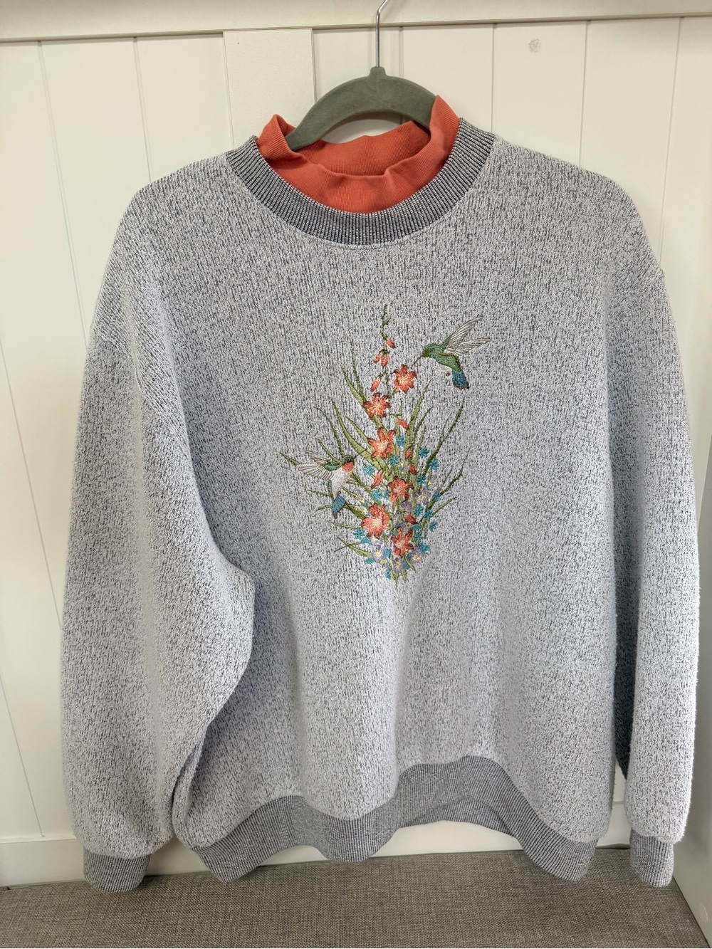 Vintage Grandma Core Embroidered Floral Crewneck Sweatshirt